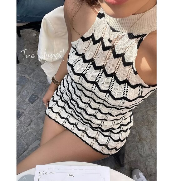 BLOGGER'S FAVE! Zara Striped Knit Mini Dress White Black NWT - Picture 6 of 16